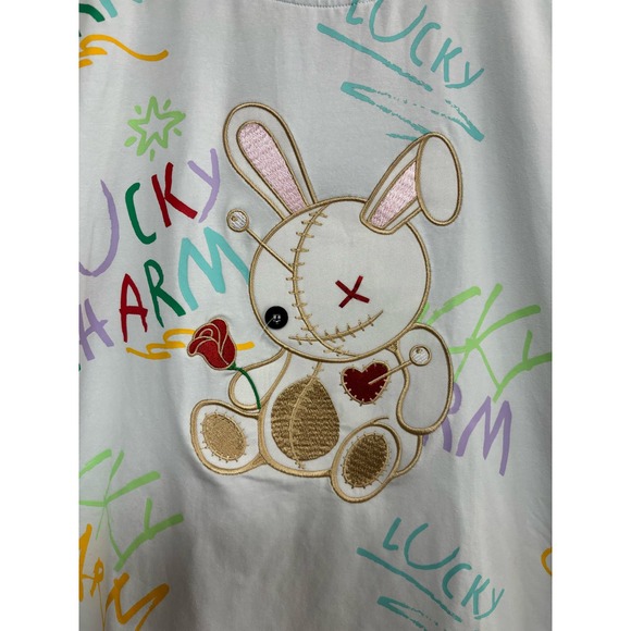 NWT Lucky Charm Doodle short sleeve crew neck white tee streetwear size small - Picture 2 of 7